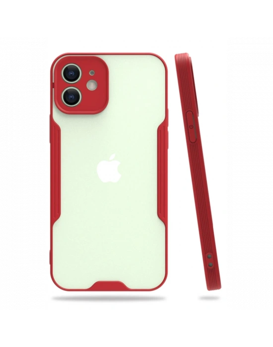Newface iPhone 12 Kılıf Platin Silikon - Kırmızı