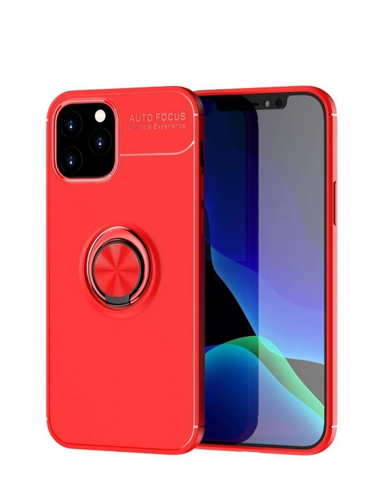 Newface iPhone 12 Kılıf Range Yüzüklü Silikon - Kırmızı