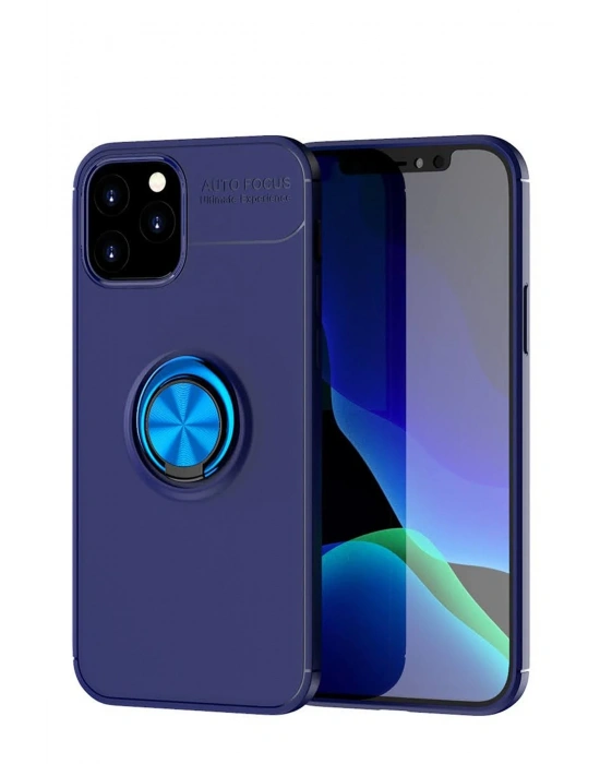 Newface iPhone 12 Kılıf Range Yüzüklü Silikon - Mavi