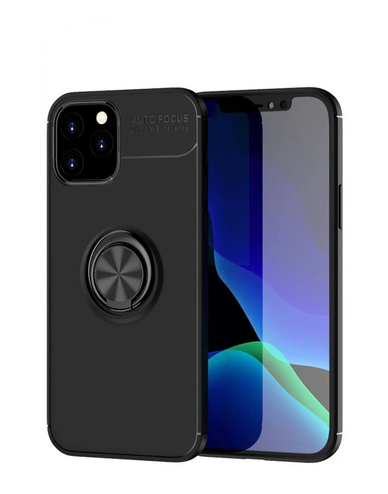 Newface iPhone 12 Kılıf Range Yüzüklü Silikon - Siyah