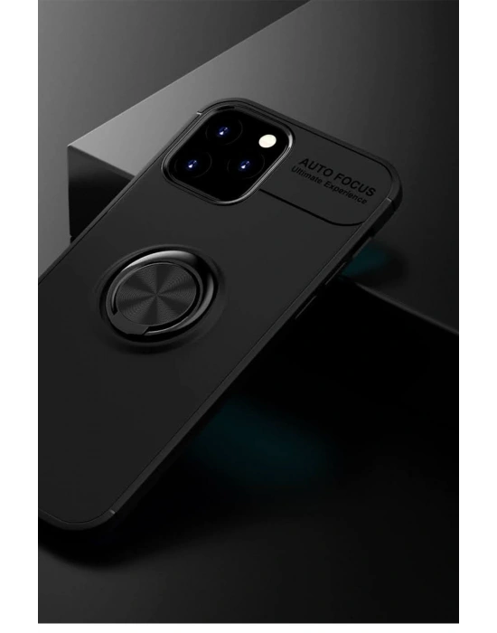 Newface iPhone 12 Kılıf Range Yüzüklü Silikon - Siyah