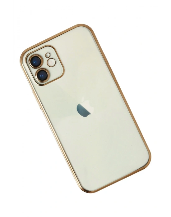 Newface iPhone 12 Kılıf Razer Lensli Silikon - Gold