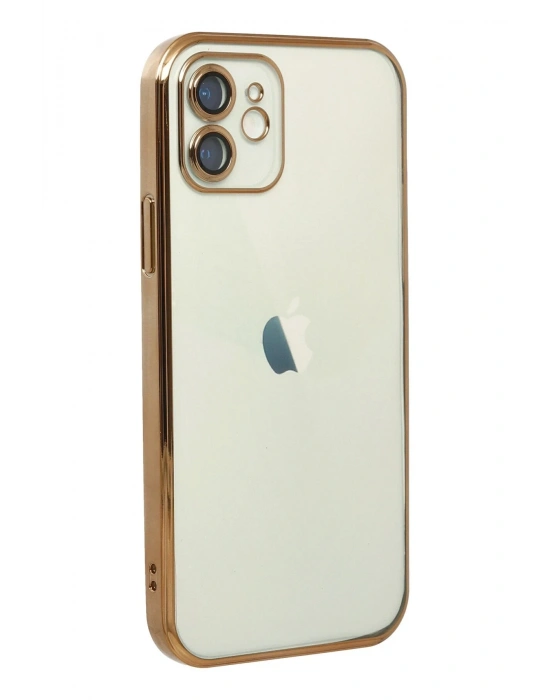 Newface iPhone 12 Kılıf Razer Lensli Silikon - Gold