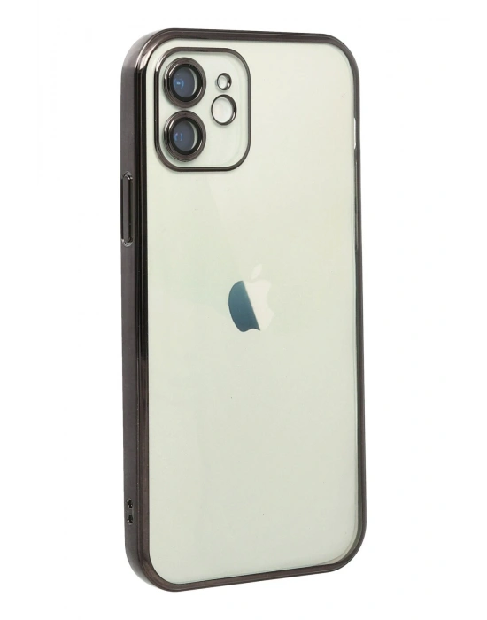 Newface iPhone 12 Kılıf Razer Lensli Silikon - Siyah