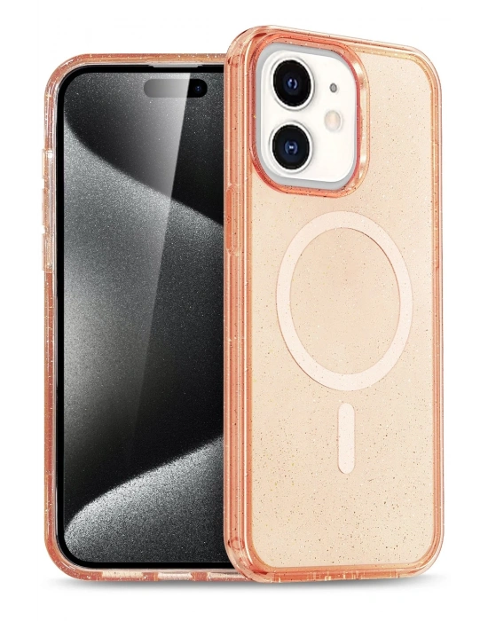 Newface iPhone 12 Kılıf Star Magsafe Kapak - Turuncu