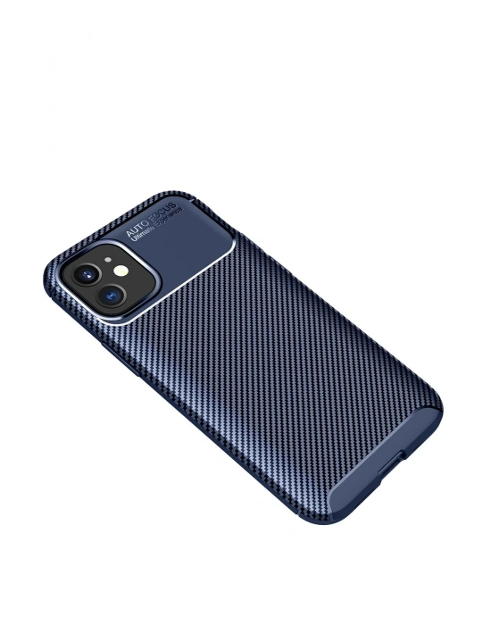 Newface iPhone 12 Mini Kılıf Auto Focus Karbon Kapak - Lacivert