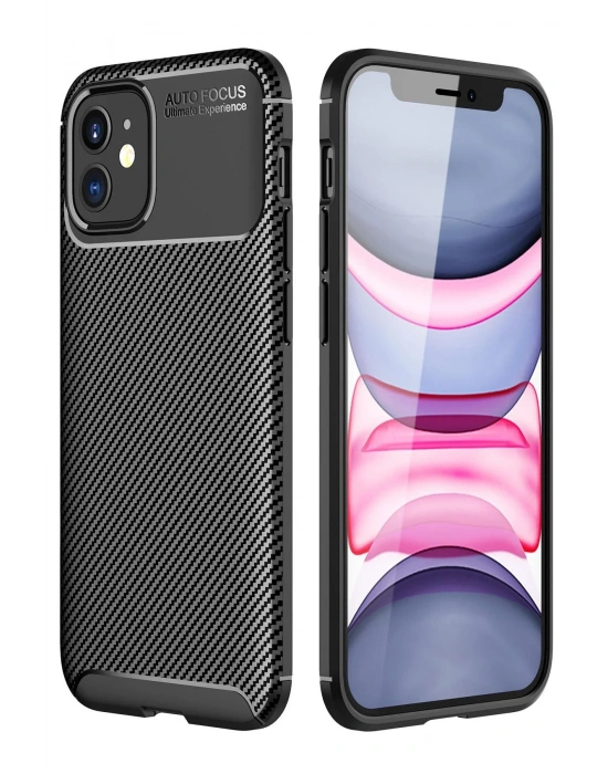 Newface iPhone 12 Mini Kılıf Auto Focus Karbon Kapak - Siyah