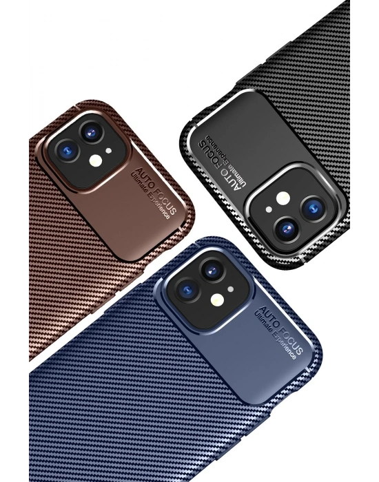 Newface iPhone 12 Mini Kılıf Auto Focus Karbon Kapak - Siyah