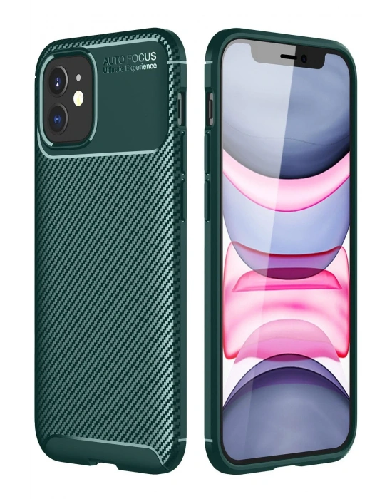 Newface iPhone 12 Mini Kılıf Auto Focus Karbon Kapak - Yeşil