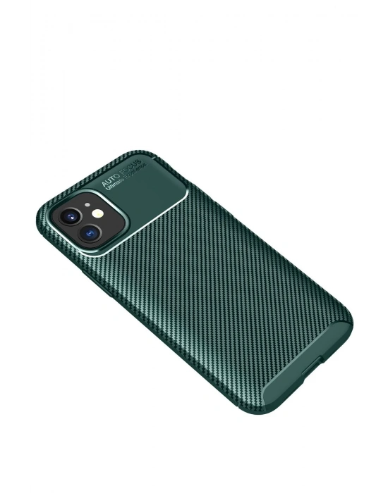 Newface iPhone 12 Mini Kılıf Auto Focus Karbon Kapak - Yeşil
