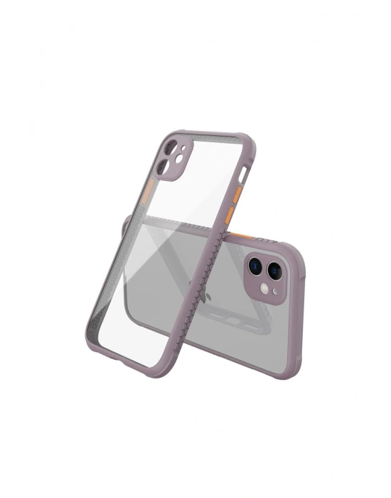 Newface iPhone 12 Mini Kılıf Miami Şeffaf Silikon - Açık Mor