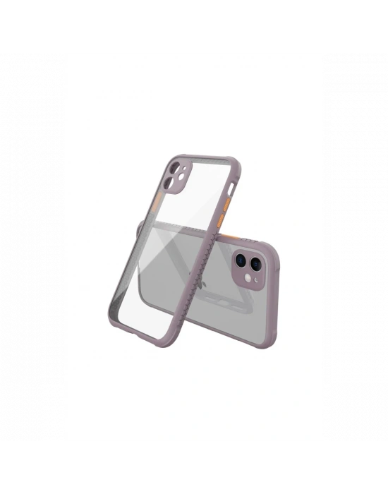 Newface iPhone 12 Mini Kılıf Miami Şeffaf Silikon - Açık Mor