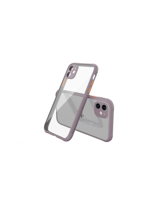 Newface iPhone 12 Mini Kılıf Miami Şeffaf Silikon - Açık Mor