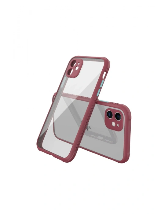 Newface iPhone 12 Mini Kılıf Miami Şeffaf Silikon - Fuşya