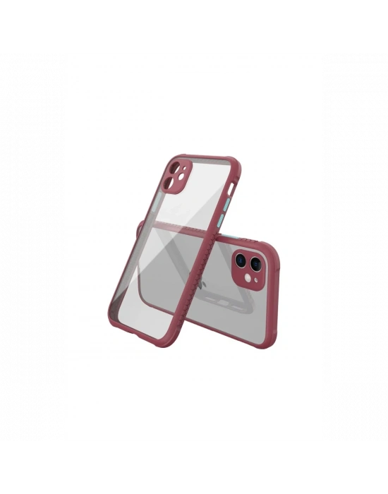 Newface iPhone 12 Mini Kılıf Miami Şeffaf Silikon - Fuşya