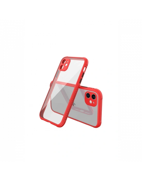 Newface iPhone 12 Mini Kılıf Miami Şeffaf Silikon - Kırmızı