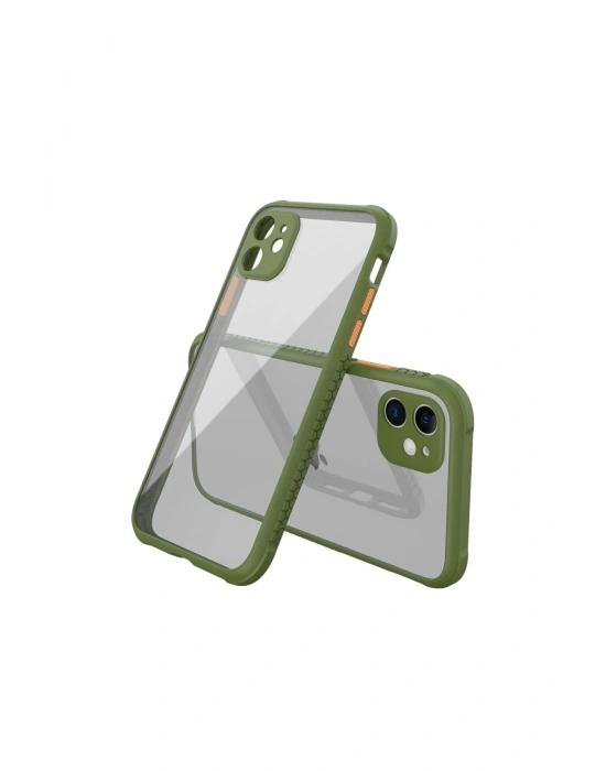 Newface iPhone 12 Mini Kılıf Miami Şeffaf Silikon - Koyu Yeşil