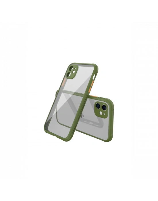 Newface iPhone 12 Mini Kılıf Miami Şeffaf Silikon - Koyu Yeşil