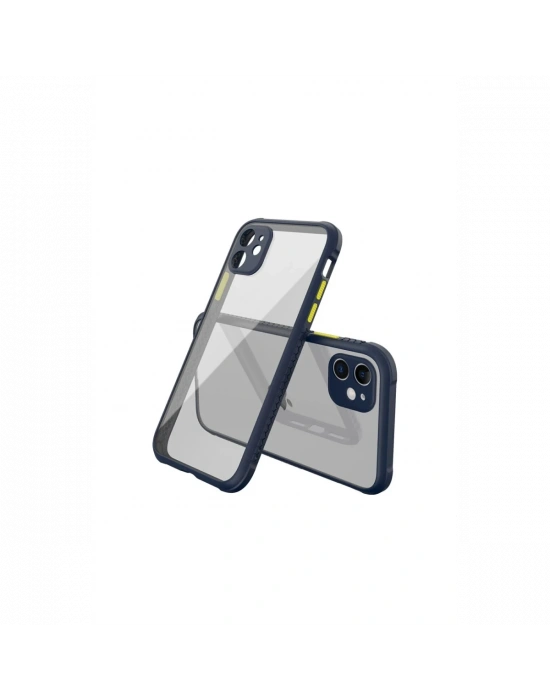 Newface iPhone 12 Mini Kılıf Miami Şeffaf Silikon - Lacivert