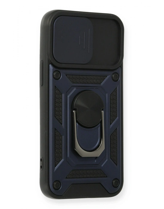 Newface iPhone 12 Mini Kılıf Pars Lens Yüzüklü Silikon - Lacivert