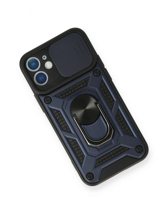 Newface iPhone 12 Mini Kılıf Pars Lens Yüzüklü Silikon - Lacivert