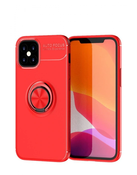 Newface iPhone 12 Mini Kılıf Range Yüzüklü Silikon - Kırmızı