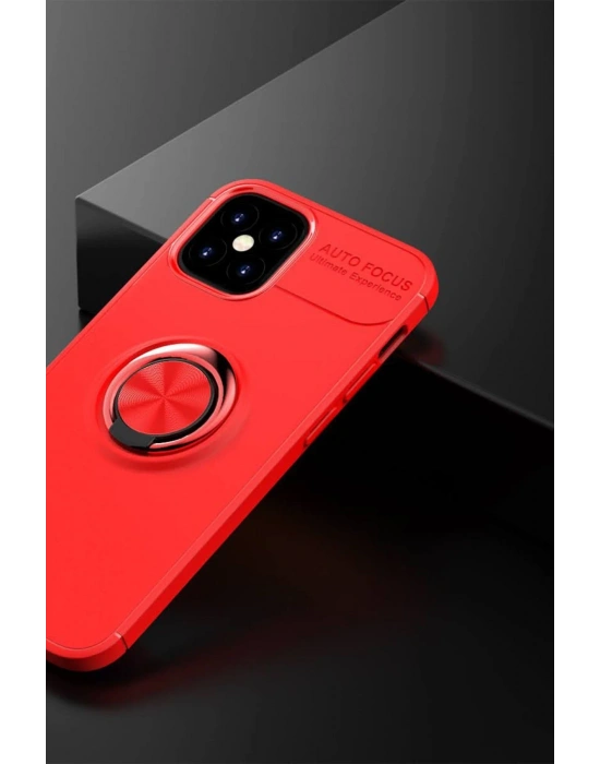 Newface iPhone 12 Mini Kılıf Range Yüzüklü Silikon - Kırmızı