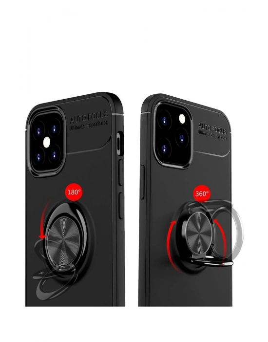 Newface iPhone 12 Mini Kılıf Range Yüzüklü Silikon - Kırmızı