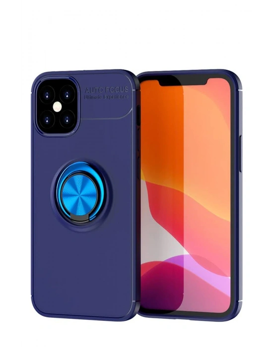 Newface iPhone 12 Mini Kılıf Range Yüzüklü Silikon - Mavi