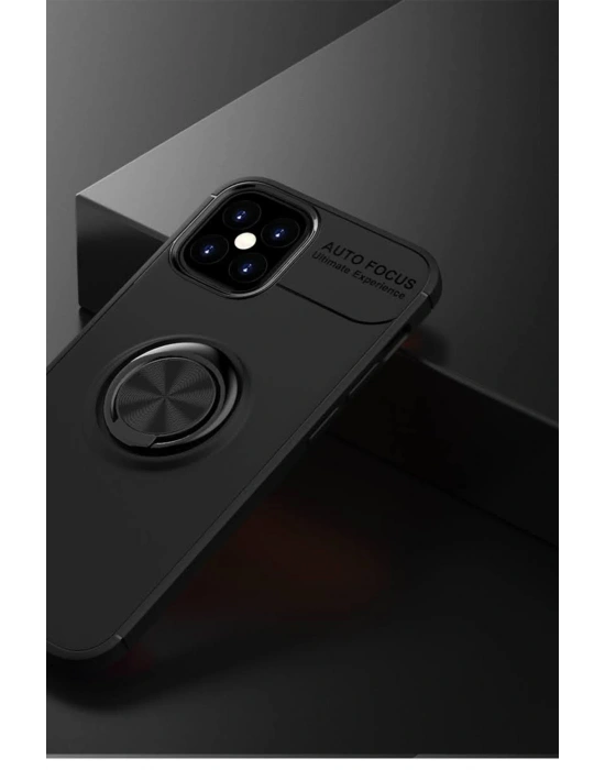 Newface iPhone 12 Mini Kılıf Range Yüzüklü Silikon - Siyah