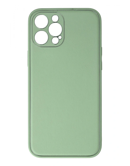 Newface iPhone 12 Pro Kılıf Coco Deri Silikon Kapak - Açık Yeşil
