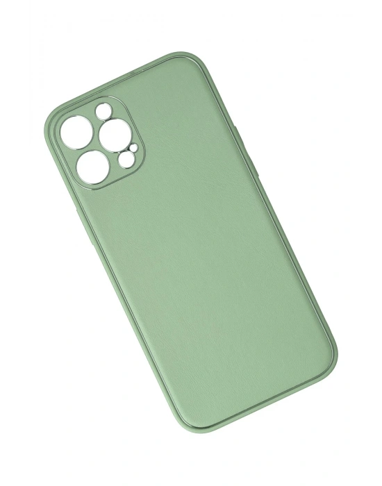Newface iPhone 12 Pro Kılıf Coco Deri Silikon Kapak - Açık Yeşil