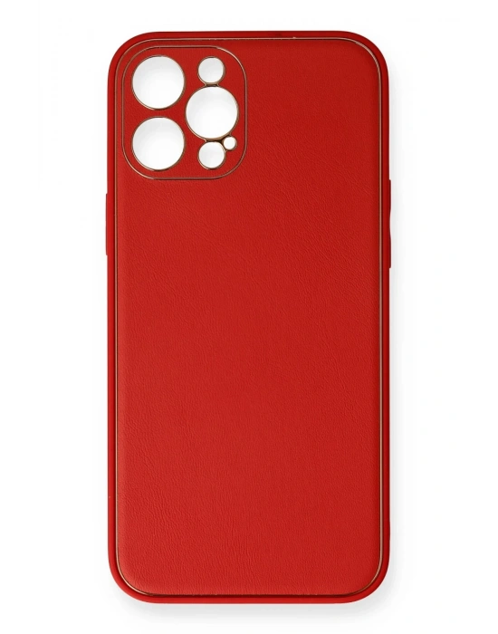 Newface iPhone 12 Pro Kılıf Coco Deri Silikon Kapak - Kırmızı