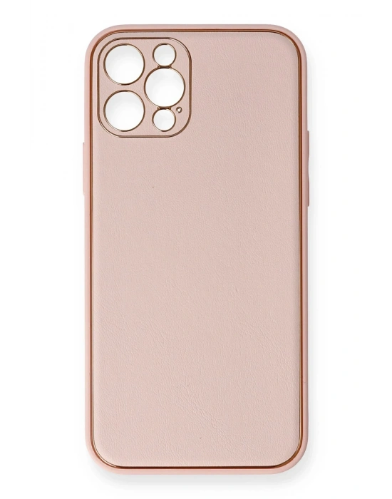 Newface iPhone 12 Pro Kılıf Coco Deri Silikon Kapak - Pembe