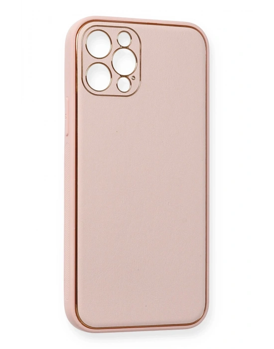 Newface iPhone 12 Pro Kılıf Coco Deri Silikon Kapak - Pembe