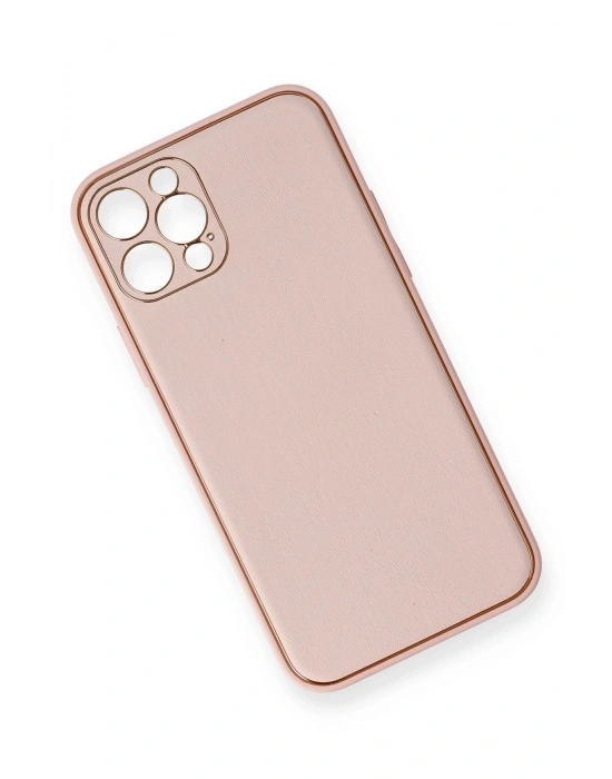 Newface iPhone 12 Pro Kılıf Coco Deri Silikon Kapak - Pembe