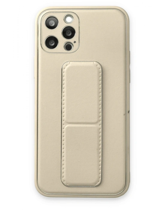 Newface iPhone 12 Pro Kılıf Coco Deri Standlı Kapak - Beyaz