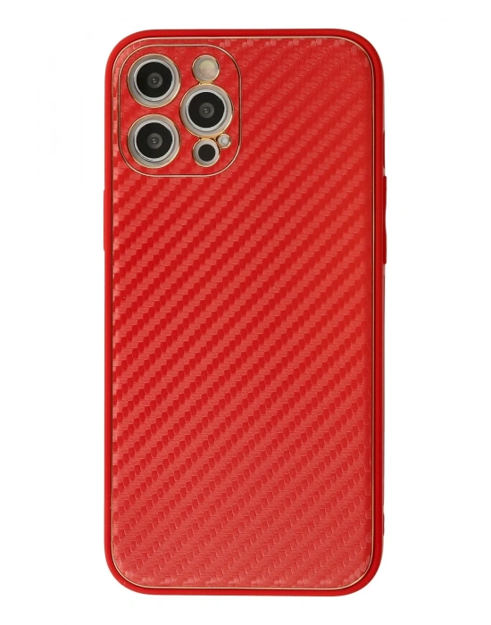 Newface iPhone 12 Pro Kılıf Coco Karbon Silikon - Kırmızı