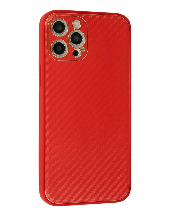 Newface iPhone 12 Pro Kılıf Coco Karbon Silikon - Kırmızı
