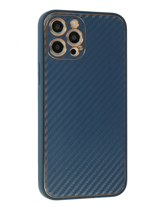 Newface iPhone 12 Pro Kılıf Coco Karbon Silikon - Mavi