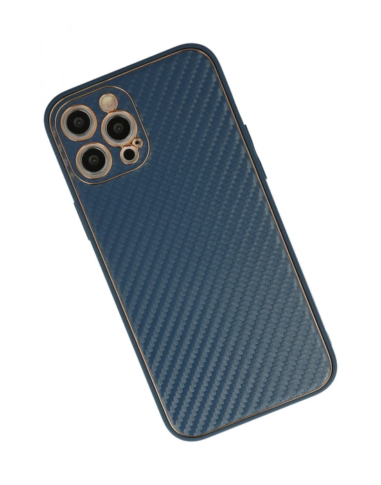 Newface iPhone 12 Pro Kılıf Coco Karbon Silikon - Mavi