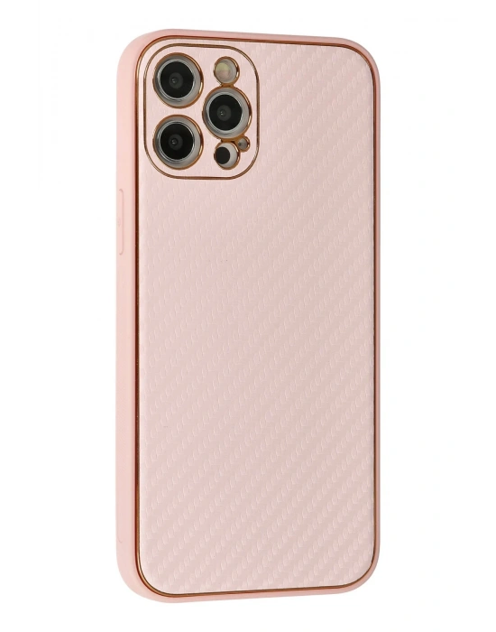Newface iPhone 12 Pro Kılıf Coco Karbon Silikon - Pembe