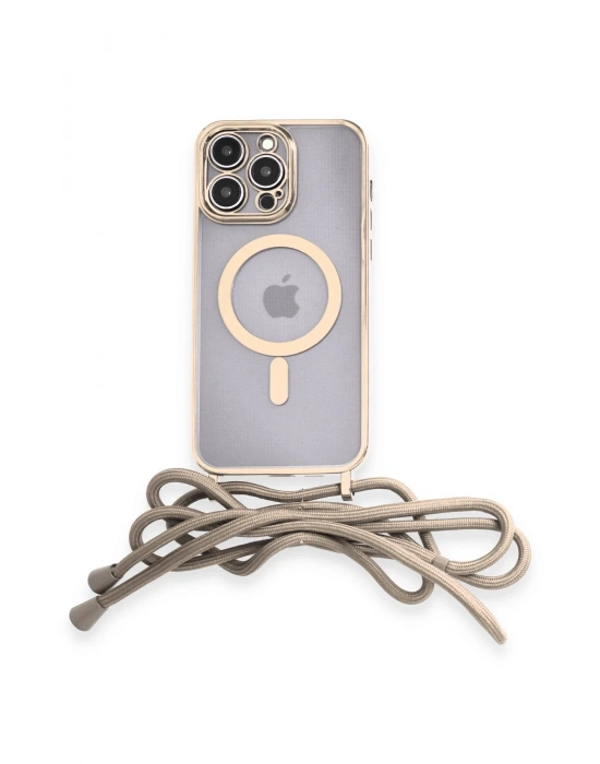 Newface iPhone 12 Pro Kılıf Divo Lazer Askılı Magsafe Kapak - Gold