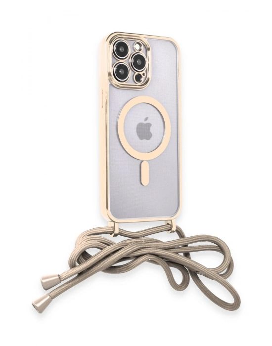 Newface iPhone 12 Pro Kılıf Divo Lazer Askılı Magsafe Kapak - Gold