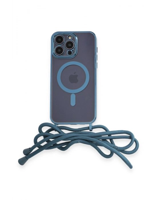 Newface iPhone 12 Pro Kılıf Divo Lazer Askılı Magsafe Kapak - Sierra Blue