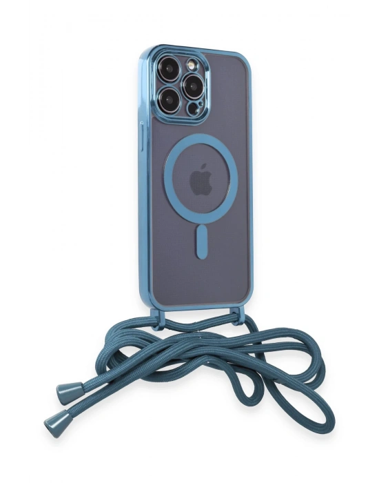 Newface iPhone 12 Pro Kılıf Divo Lazer Askılı Magsafe Kapak - Sierra Blue