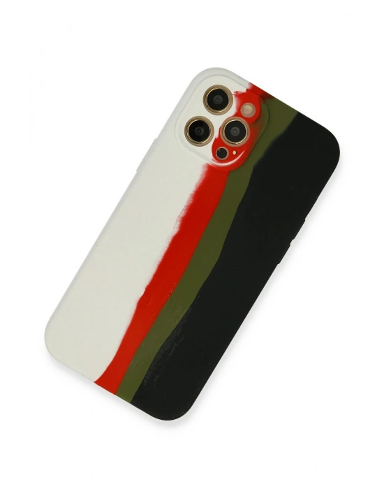 Newface iPhone 12 Pro Kılıf Ebruli Lansman Silikon - Beyaz-Siyah