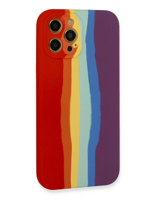 Newface iPhone 12 Pro Kılıf Ebruli Lansman Silikon - Kırmızı-Mor