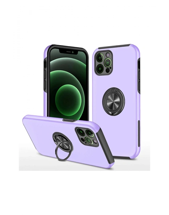 Newface iPhone 12 Pro Kılıf Elit Yüzüklü Kapak - Mor