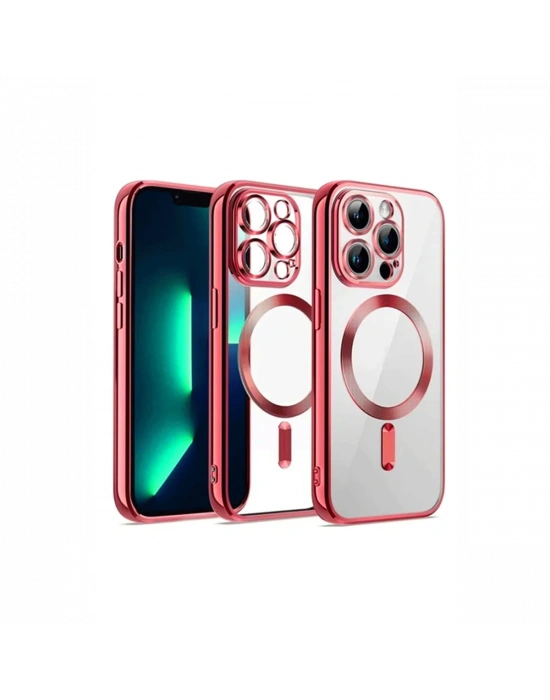 Newface iPhone 12 Pro Kılıf Kross Magneticsafe Kapak - Kırmızı